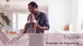  Presentation with daughter - Colorful presentation design enhanced with father-with-baby-daughter backdrop and a mint green colored foreground