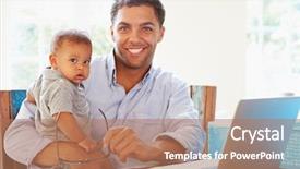  Presentation with black father - Slide deck enhanced with father with baby working background and a coral colored foreground