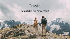  Presentation with mountain top - PPT theme with father-with-child-standing background and a light gray colored foreground