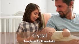  Presentation with nursery - Presentation design with father with daughter and newborn son in nursery background and a tawny brown colored foreground