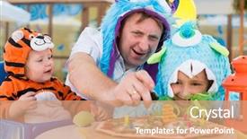  Presentation with father birthday - PPT layouts having father with daughter in monster background and a coral colored foreground