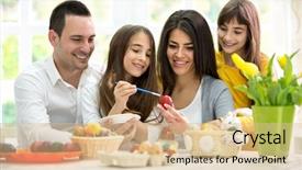  Presentation with father - PPT theme consisting of father with daughters preparing eggs background and a lemonade colored foreground