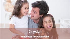  Presentation with quality improvement - Slide deck having father with daughters spending quality background and a  colored foreground
