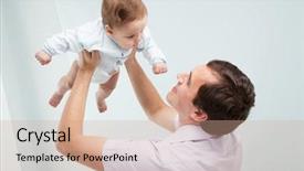  Presentation with father - Presentation theme with father with his baby son background and a coral colored foreground