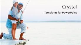 Presentation with fishing plastics bottles in the sea - Audience pleasing slide deck consisting of father with his daughter fishing backdrop and a cream colored foreground