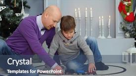  Presentation with christmas play - Audience pleasing presentation design consisting of father with his son play backdrop and a ocean colored foreground