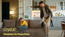  Presentation with video games playing - PPT layouts enhanced with father-with-leather-belt-shouting background and a tawny brown colored foreground