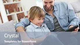  Presentation with digital government - Colorful slide deck enhanced with father with little boy using backdrop and a light blue colored foreground