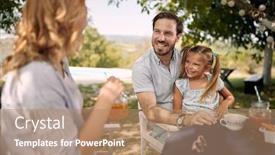  Presentation with daughter - Audience pleasing presentation consisting of father-with-smiling-daughter-sitting backdrop and a coral colored foreground