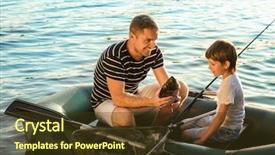  Presentation with boat river - Beautiful slide set featuring father with son fishing backdrop and a tawny brown colored foreground