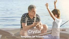  Presentation with boat river - Theme enhanced with father with son fishing background and a coral colored foreground