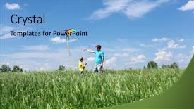  Presentation with kite - PPT layouts having father with son in summer playing with kite background and a light blue colored foreground