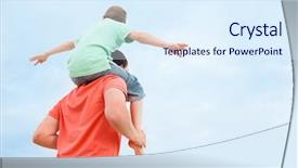 Presentation with father - Slides featuring fatherly love - back view of father carrying background and a sky blue colored foreground