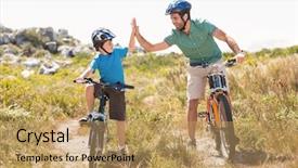 Presentation with biking - Beautiful theme featuring fatherly love - father and son biking backdrop and a coral colored foreground