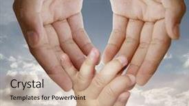  Presentation with foster care child - Audience pleasing slides consisting of fatherly love - father giving hand backdrop and a coral colored foreground