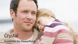  Presentation with daughter - Slides featuring fatherly love - father holding daughter at beach background and a coral colored foreground