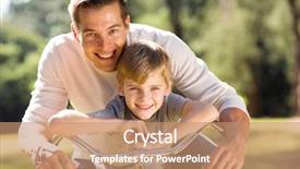  Presentation with father - Presentation theme enhanced with fatherly love - portrait of happy young father background and a coral colored foreground