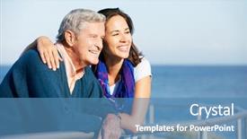  Presentation with daughter - Cool new presentation theme with fatherly love - senior man with adult daughter backdrop and a teal colored foreground