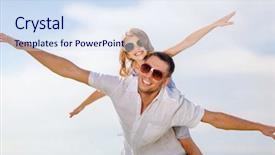  Presentation with happy holidays - Presentation consisting of fatherly love - summer holidays children and people background and a sky blue colored foreground