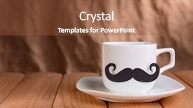  Presentation with brown - Theme having fathers day - cup with mustache on table background and a tawny brown colored foreground