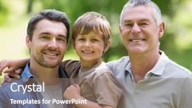  Presentation with grandfather - Amazing PPT theme having fathers day - grandfather father and son smiling backdrop and a coral colored foreground