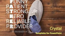  Presentation with kid s happy fathers day - Presentation theme with fathers day greeting against casual background and a tawny brown colored foreground