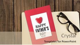  Presentation with book glasses - Beautiful PPT theme featuring fathers day greeting against overhead view of reading glasses on blank book backdrop and a lemonade colored foreground