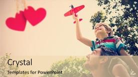  Presentation with toy - Cool new presentation theme with fathers shoulders against hearts hang backdrop and a lemonade colored foreground