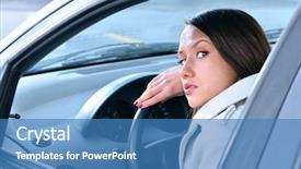  Presentation with steering wheel engineering - Slides consisting of fatigue driving - beautiful sensual woman put her background and a  colored foreground