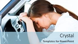  Presentation with driving - Cool new presentation with fatigue driving - girl sleeps in a car backdrop and a  colored foreground