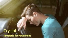  Presentation with handsome - Amazing theme having fatigue driving - handsome man falling asleep backdrop and a tawny brown colored foreground