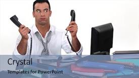  Presentation with overworked - Theme enhanced with fatigue driving - overworked businessman background and a  colored foreground