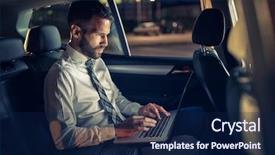 Presentation with car seat - Slide set featuring fatigue driving - serious businessman working late background and a navy blue colored foreground