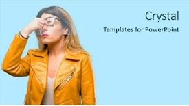  Presentation with overworked - Presentation theme having fatigue failure - beautiful young woman with sleepy background and a cool aqua colored foreground