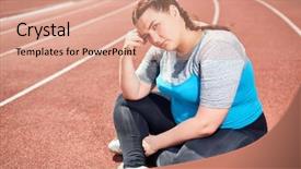  Presentation with trainee nurse sitting by female - Theme with fatigue failure - depressed young plump female sitting background and a coral colored foreground