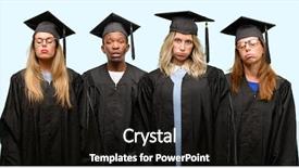  Presentation with overworked - Colorful presentation theme enhanced with fatigue failure - education concept university graduate woman backdrop and a black colored foreground