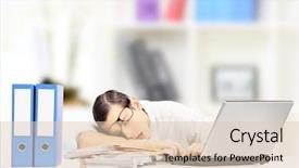  Presentation with sleeping - Amazing slide deck having fatigue failure - exhausted young businessman sleeping backdrop and a lemonade colored foreground