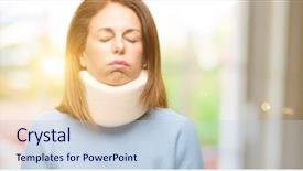  Presentation with neck femur - Slides featuring fatigue failure - injured woman wearing neck brace background and a  colored foreground