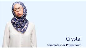  Presentation with overworked - Cool new PPT theme with fatigue failure - middle age muslim arab woman backdrop and a white colored foreground
