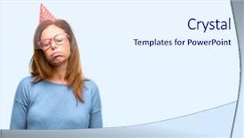  Presentation with blue and silver birthday - Slides enhanced with fatigue failure - middle age woman celebrates birthday background and a white colored foreground