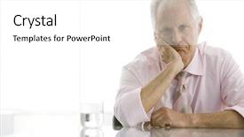  Presentation with failure - Slides consisting of fatigue failure - portrait of tired senior businessman background and a white colored foreground