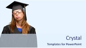  Presentation with overworked - PPT layouts enhanced with fatigue failure - senior graduate student woman background and a sky blue colored foreground
