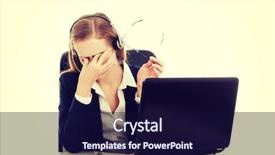  Presentation with call center - Cool new theme with fatigue failure - tired business woman at call backdrop and a navy blue colored foreground