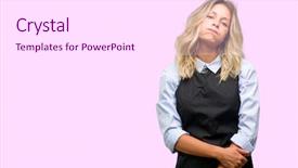  Presentation with overworked - Audience pleasing presentation design consisting of fatigue failure - young shop owner wearing black backdrop and a  colored foreground