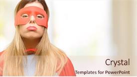  Presentation with overworked - Slide deck enhanced with fatigue failure - young super woman with sleepy background and a lemonade colored foreground