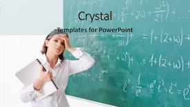  Presentation with math teacher - Theme having fatigue test - female math teacher in front background and a light blue colored foreground