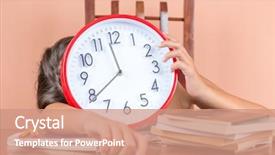  Presentation with clock and desk - Amazing slides having fatigue test - tired child sleeping backdrop and a coral colored foreground