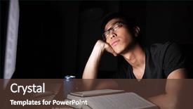  Presentation with tired - Beautiful presentation featuring fatigue test - tired exhausted asian young man backdrop and a tawny brown colored foreground