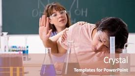  Presentation with diverse elementary students in classroom - Beautiful theme featuring fatigue test - two chemists students in classroom backdrop and a coral colored foreground