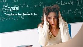  Presentation with math teacher - Colorful presentation theme enhanced with fatigue test - young female math teacher backdrop and a ocean colored foreground